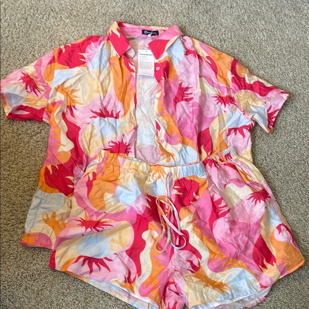 Colorful Women's Shirt and Shorts Set